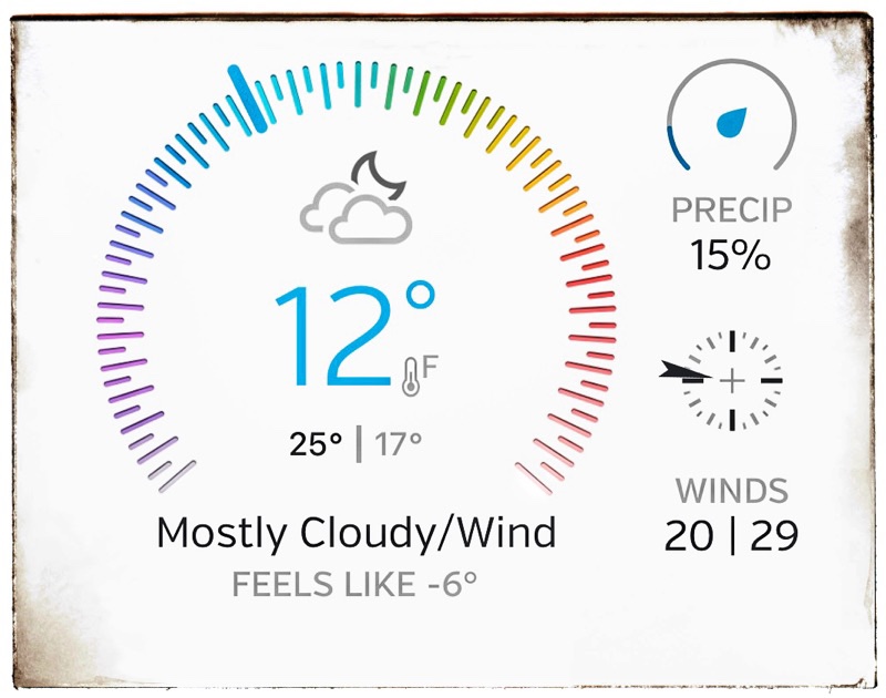 Screenshot of current temperatures in Illinois 6.30 am Saturday March 18