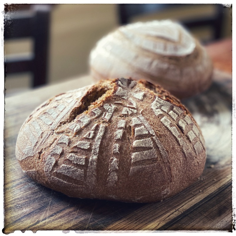 High Protein Bread Flour blended with Red Fife. Loaf of bread Flour from Janie's Mill