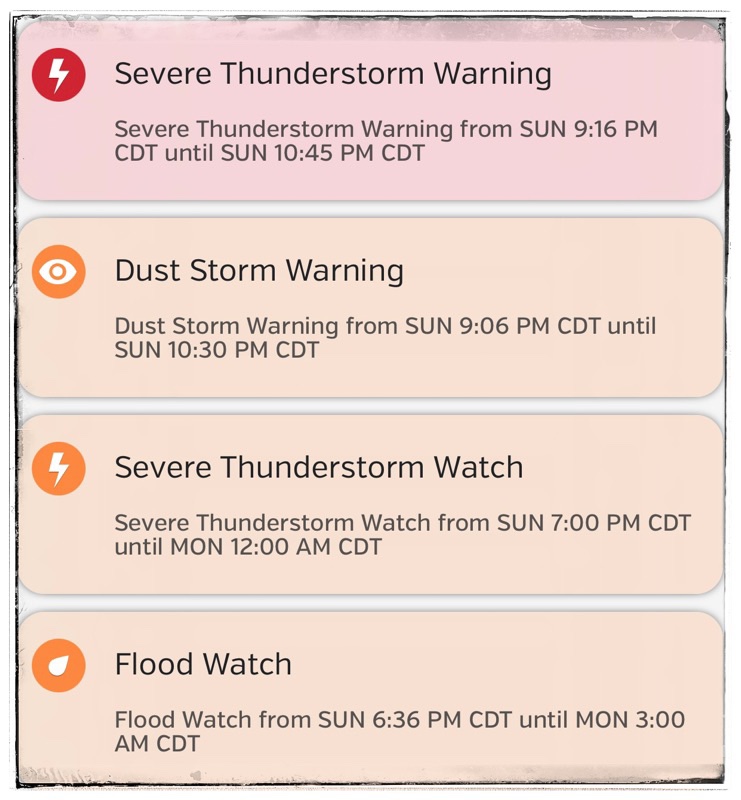 Severe thunderstorm warnings