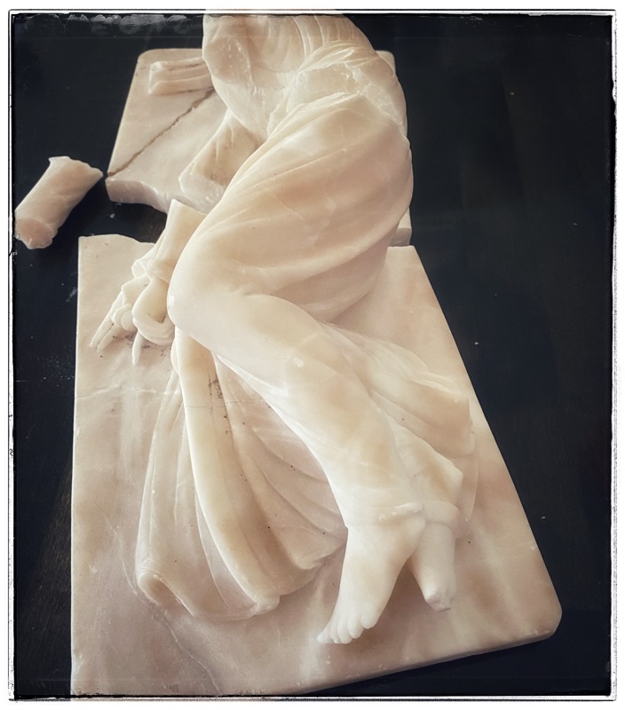 broken statuette of St Cecilia