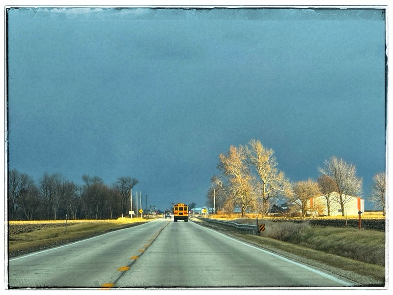 School bus driving along Illinois Road