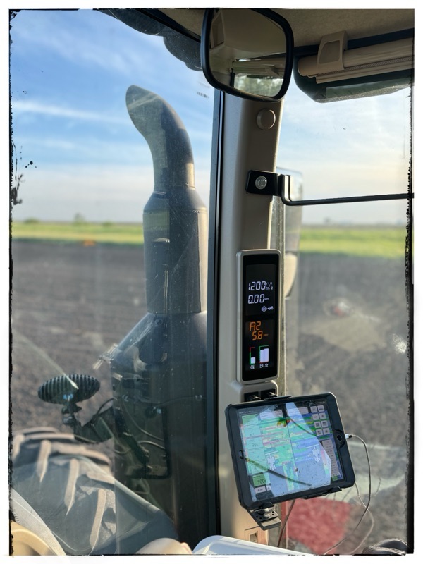 Computer screen in tractor cab